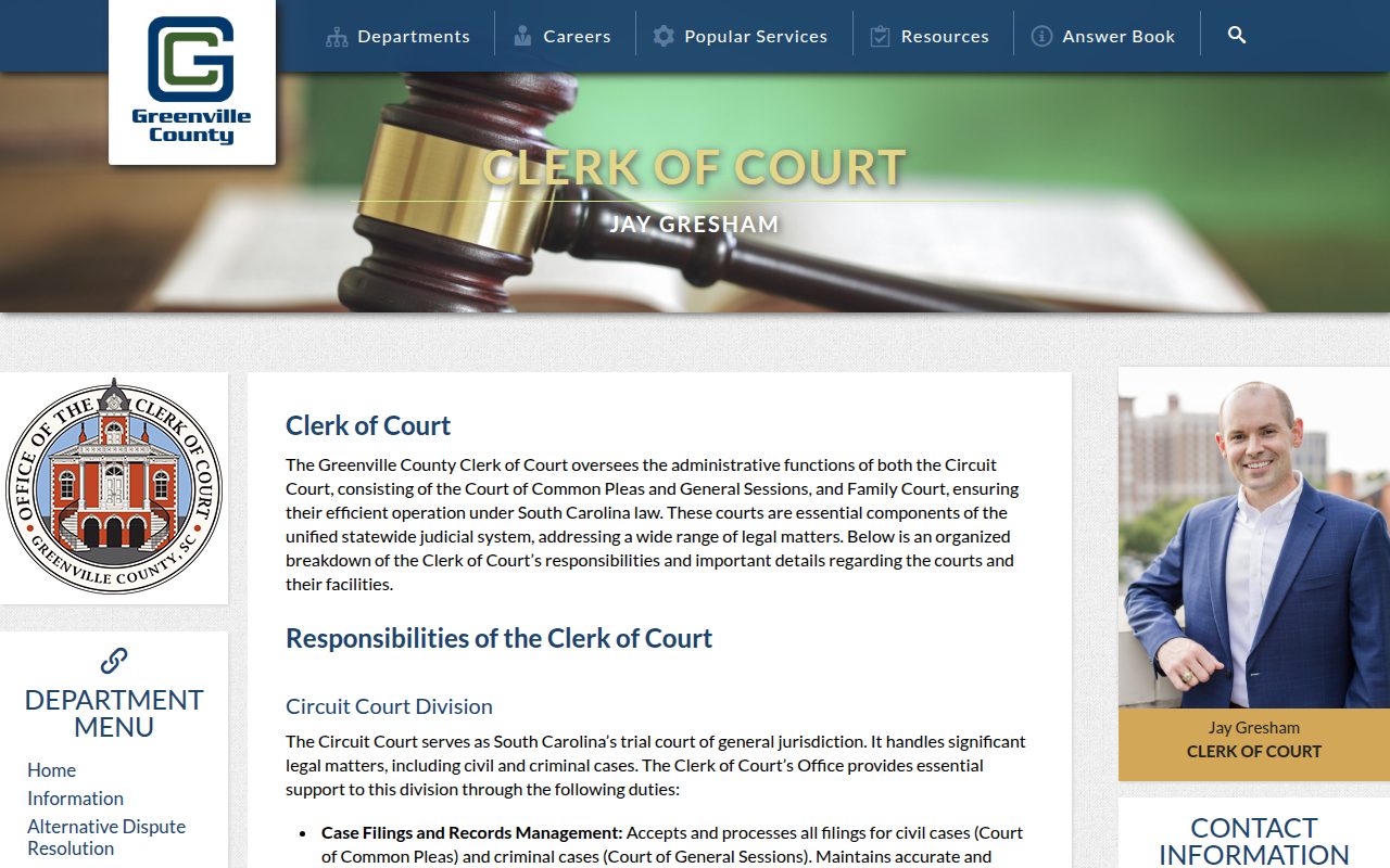 Greenville County Clerk of Court screenshot