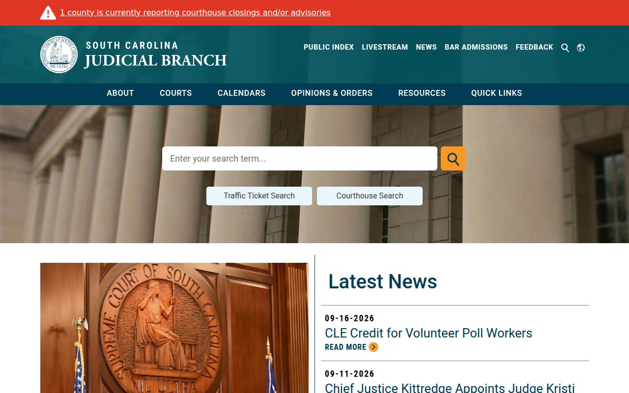 South Carolina Judicial Branch screenshot